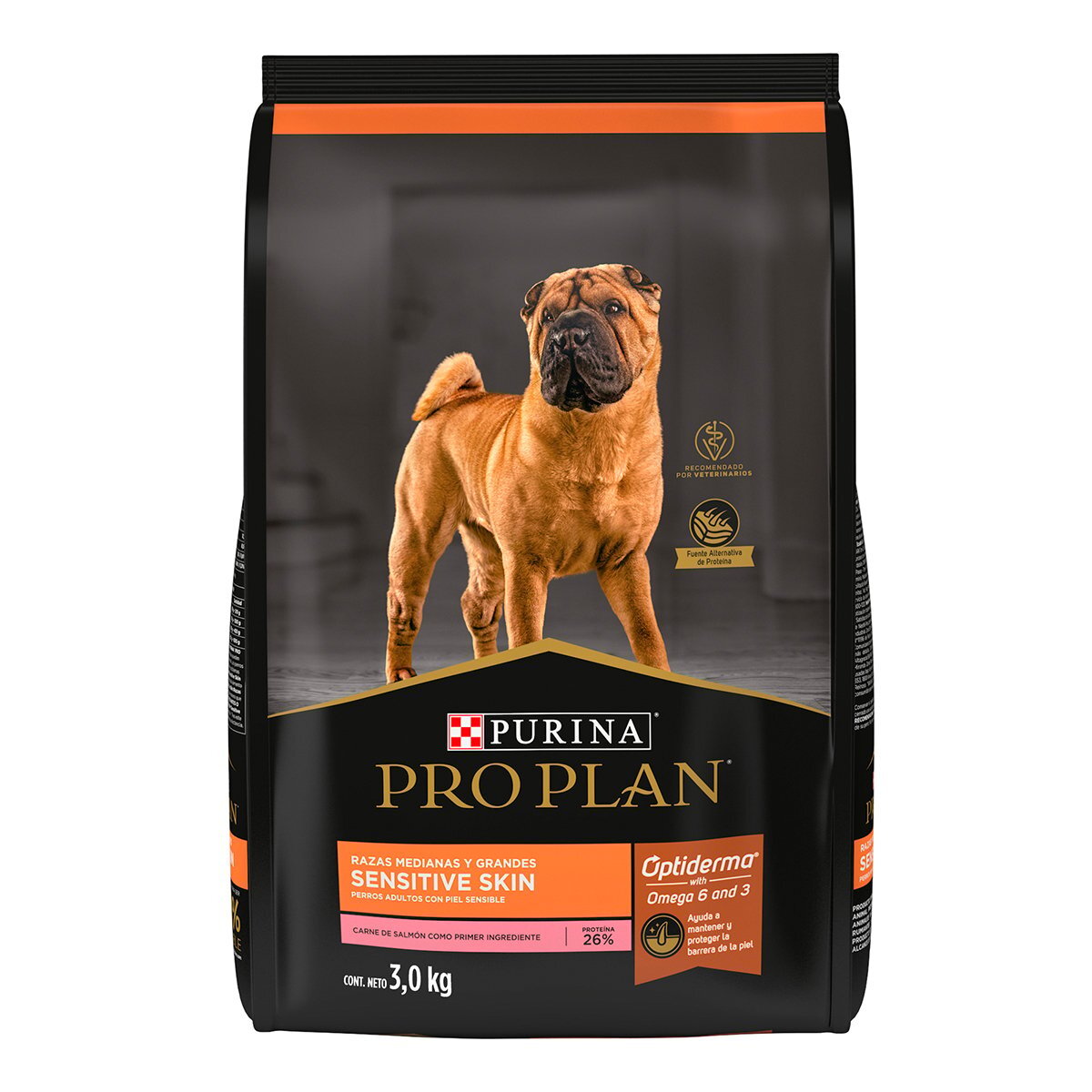 Pro Plan Optiderma Sensitive Skin Alimento Seco para Perro Adulto Razas Mediana/Grande Receta Salmón y Arroz,